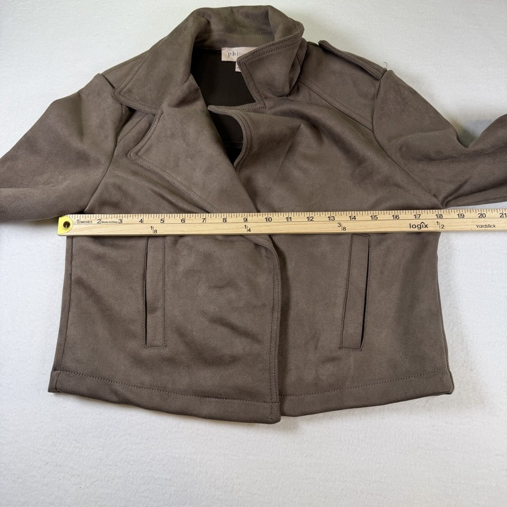 Philosophy Faux Suede Leather Taupe Jacket  Pre-Owned Small‎ - Picture 9 of 11